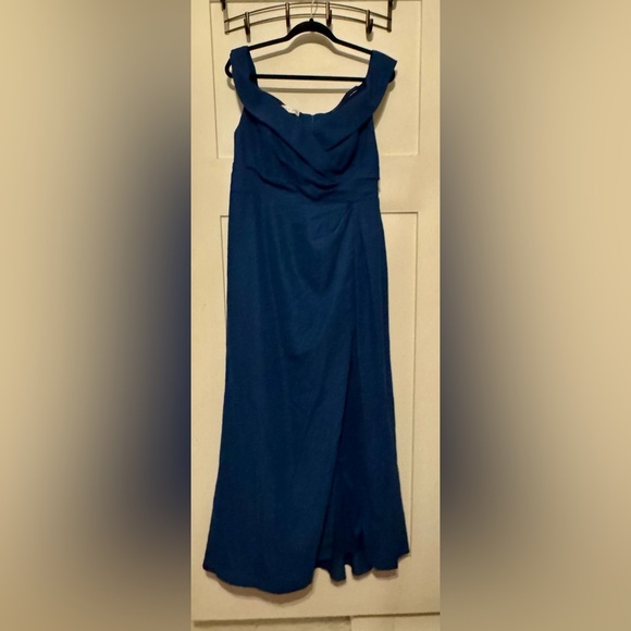 After Six Blue Off-Shoulder Gown - Picture 8 of 11